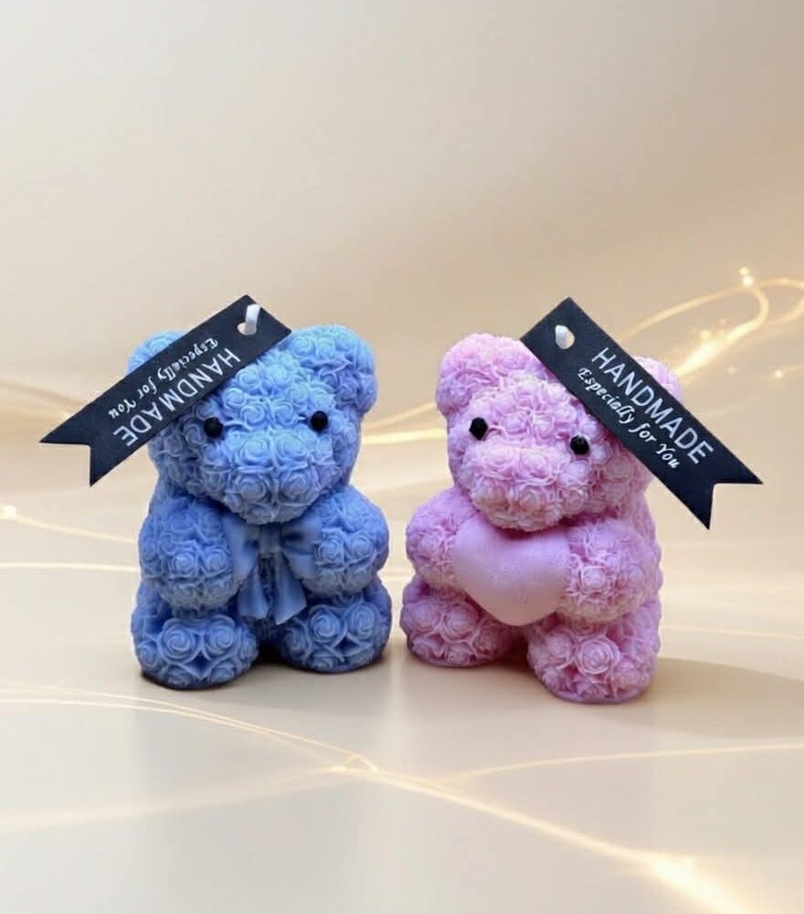 duftkerze teddybär rosa blau