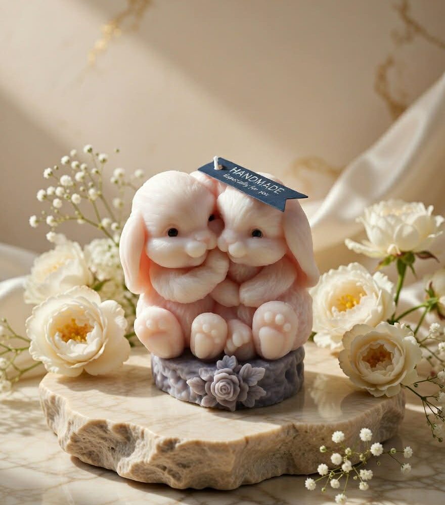 duftkerze zwei häschen